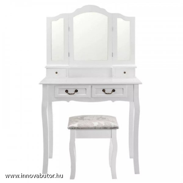 regina barokk stílusú fehér sminkasztal fésülködőasztal