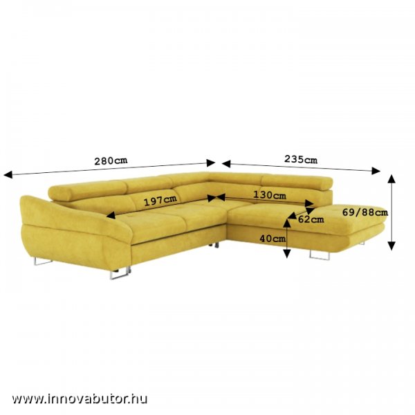 fabia sárga design kanapé sarokgarnitúra